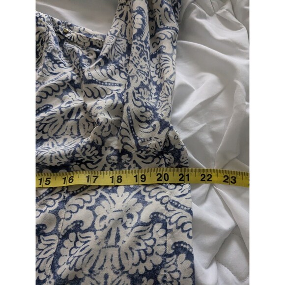 ZARA Blouse Women's Sz L Floral Blue White Button Down Tunic Boho Chic French - Picture 12 of 12